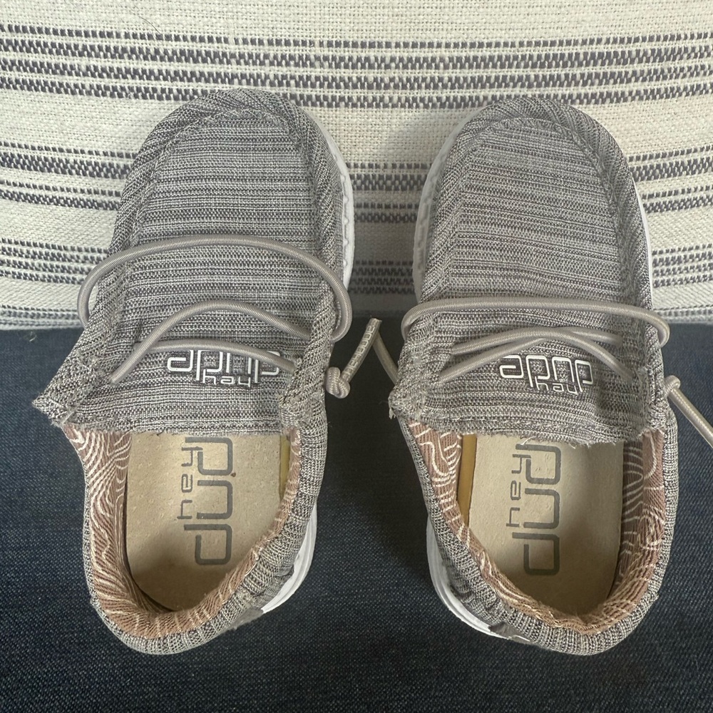 Hey Dude Gray Moccasins with Velcro Strap
